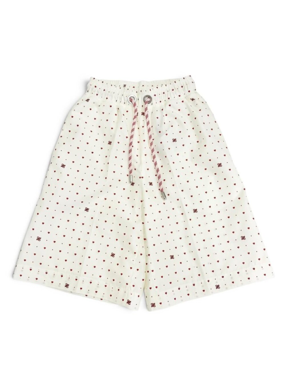 Fendi FF Logo Patch Dot Heart Shorts Ivory Red XS